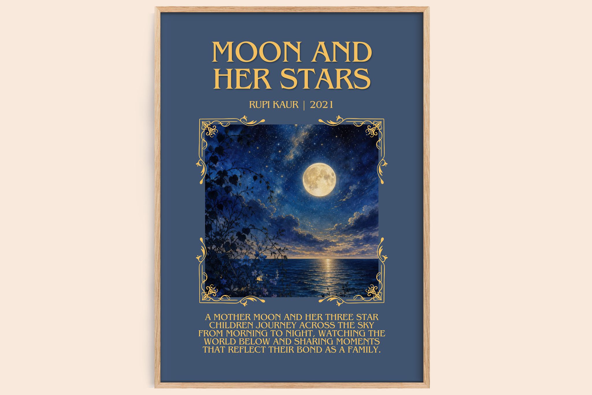 Moon and Her Stars Minimalist Book Poster by Rupi Kaur