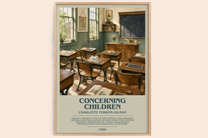 Concerning Children bookish book poster by Charlotte Perkins Gilman – framed literary art print