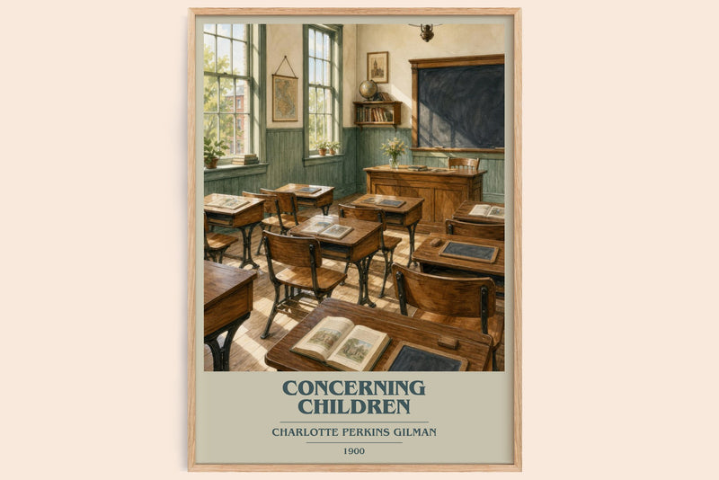 Concerning Children book cover book poster by Charlotte Perkins Gilman – framed literary art print