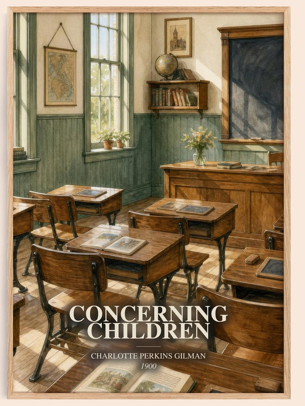 Concerning Children watercolour book poster by Charlotte Perkins Gilman – framed literary art print