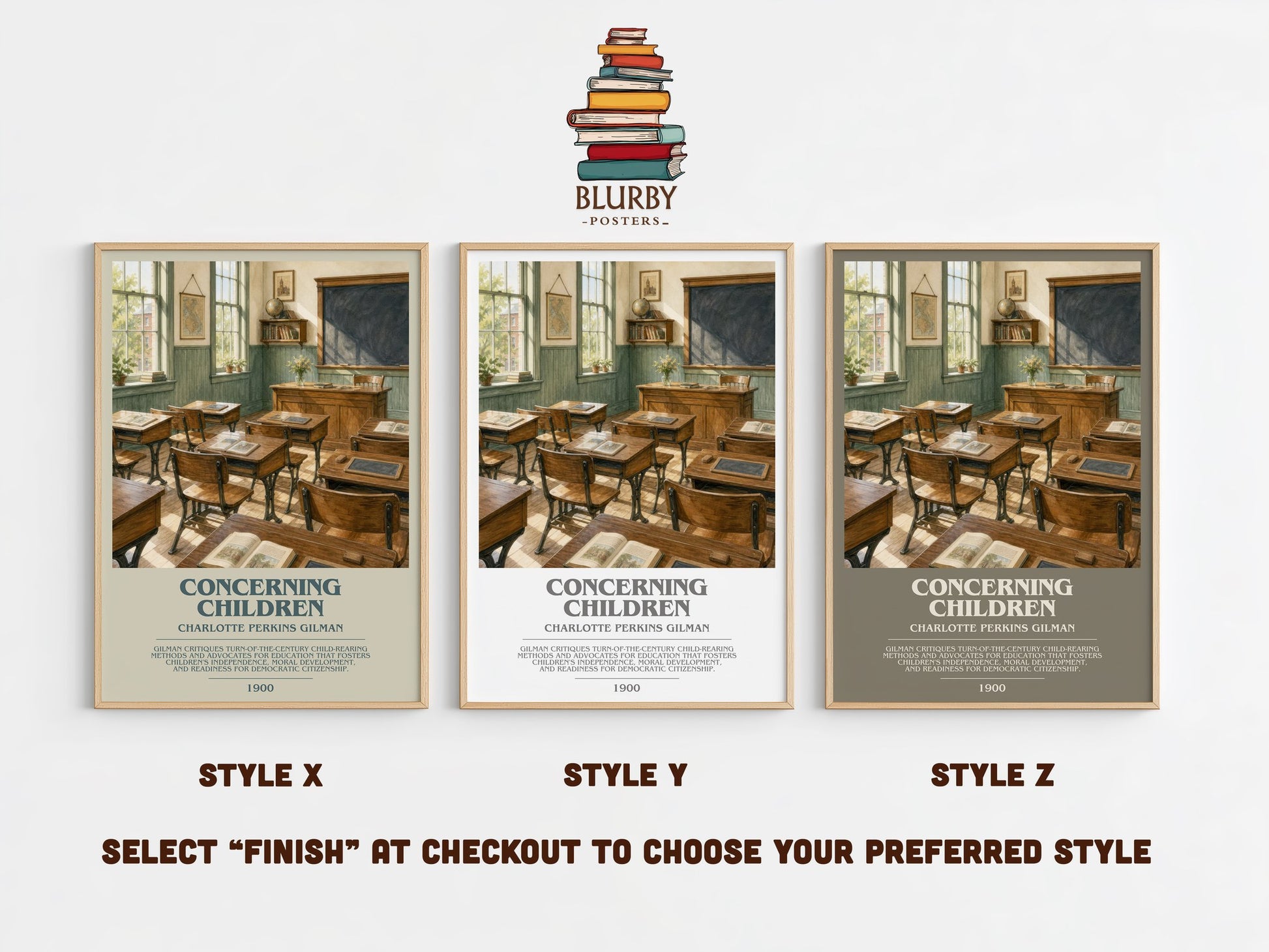 Concerning Children bookish print in frame leaning in hallway – non fiction wall art