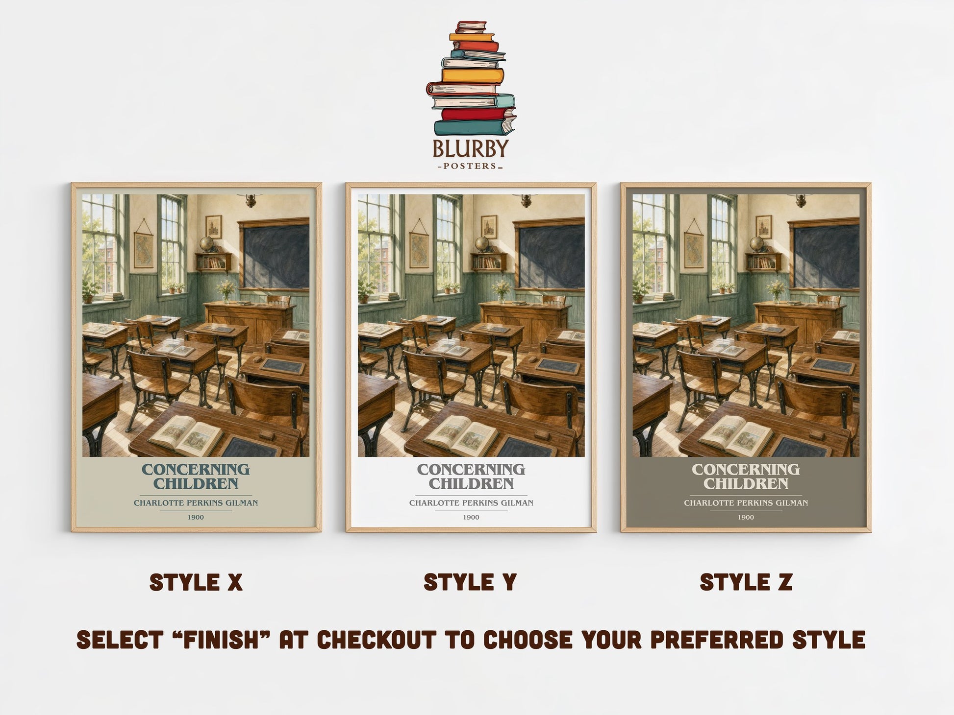 Concerning Children book cover print in frame leaning in hallway – non fiction wall art
