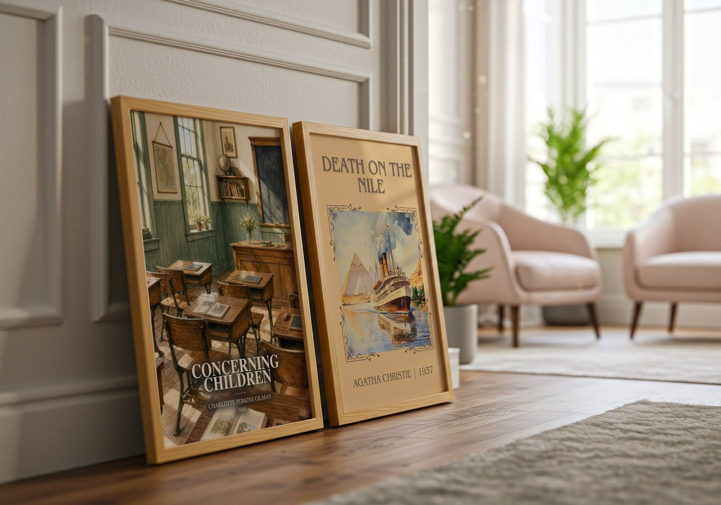 Concerning Children watercolour print framed by window – literary home decor