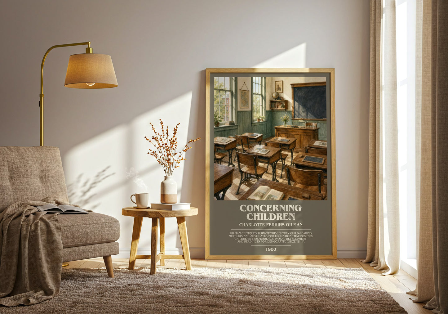 Concerning Children bookish print on bookshelf – Charlotte Perkins Gilman fan gift