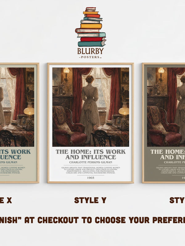 The Home: Its Work And Influence bookish print in frame leaning in hallway – non fiction wall art