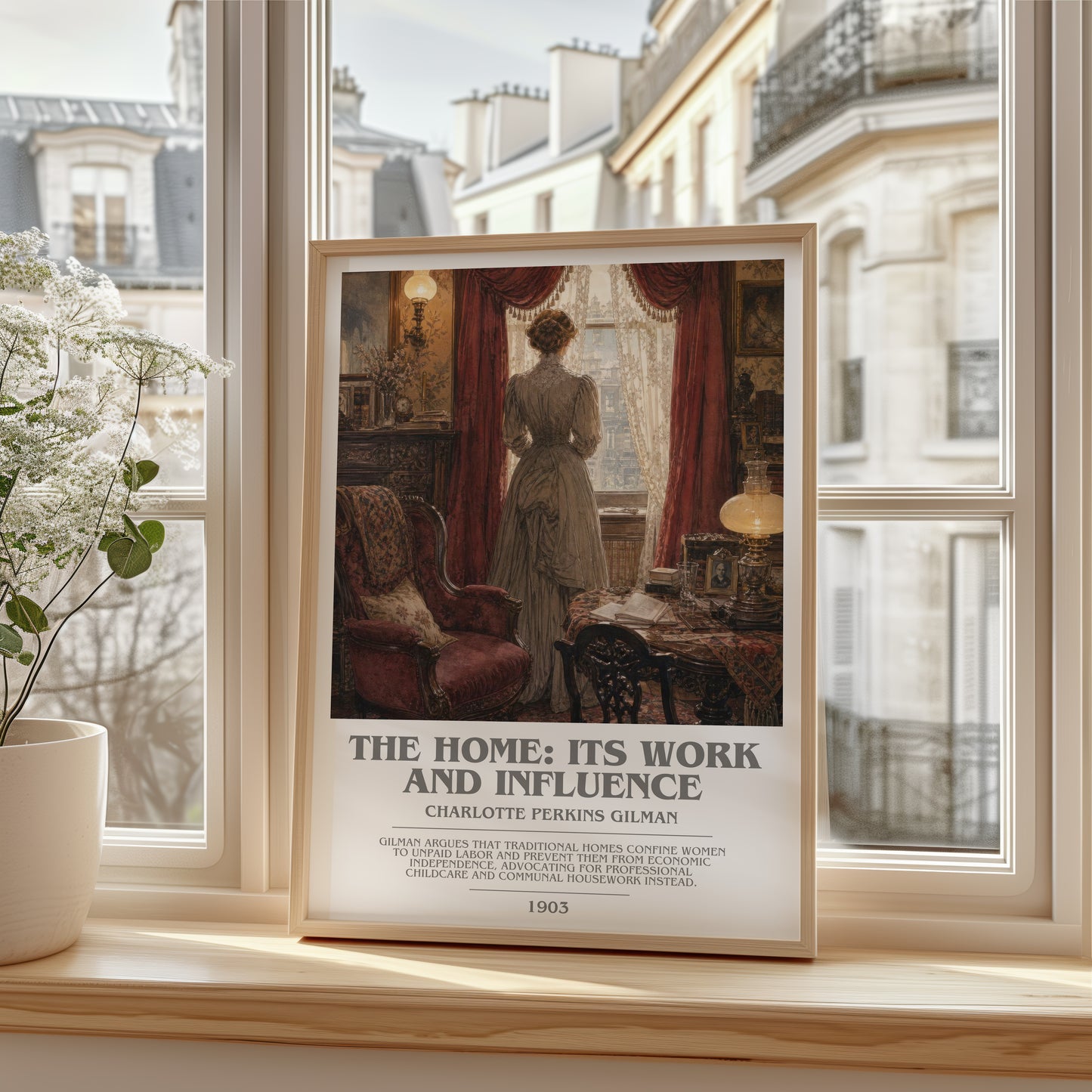 The Home: Its Work And Influence bookish poster colour and style options – Charlotte Perkins Gilman book art