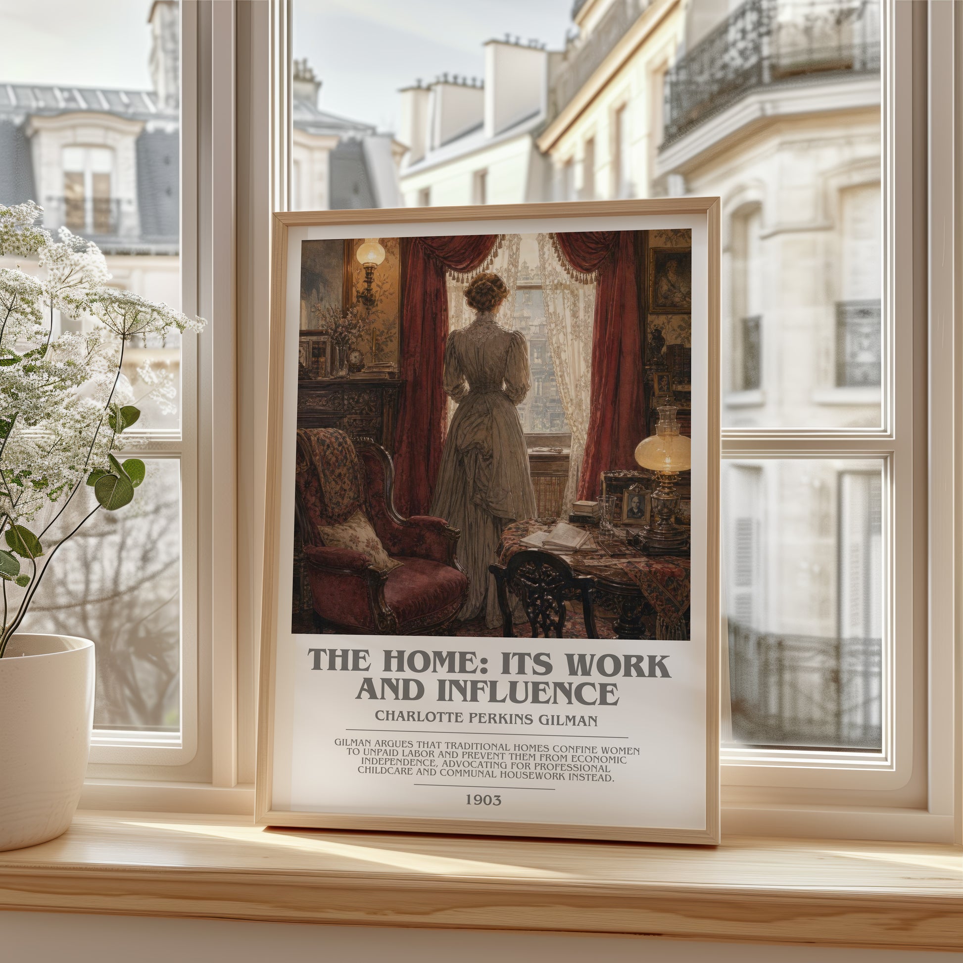 The Home: Its Work And Influence bookish poster colour and style options – Charlotte Perkins Gilman book art
