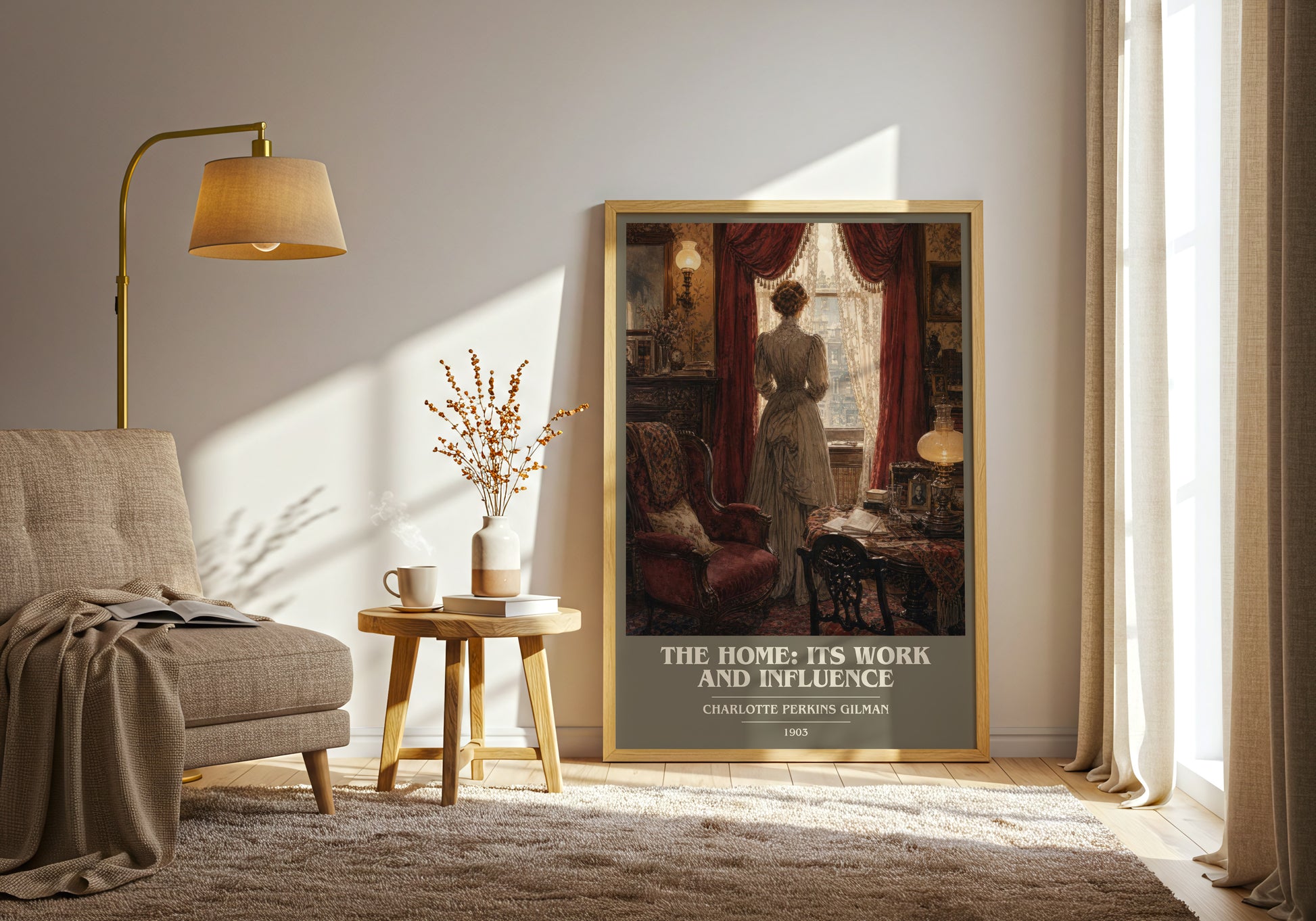 The Home: Its Work And Influence book cover print on bookshelf – Charlotte Perkins Gilman fan gift