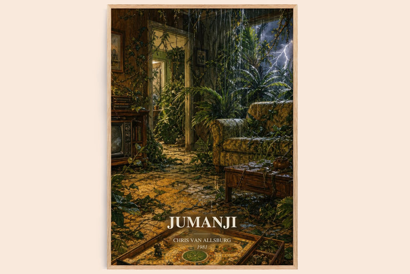 Jumanji watercolour book poster by Chris Van Allsburg – framed literary art print