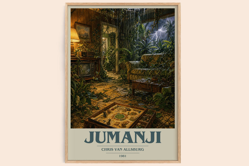 Jumanji book cover book poster by Chris Van Allsburg – framed literary art print