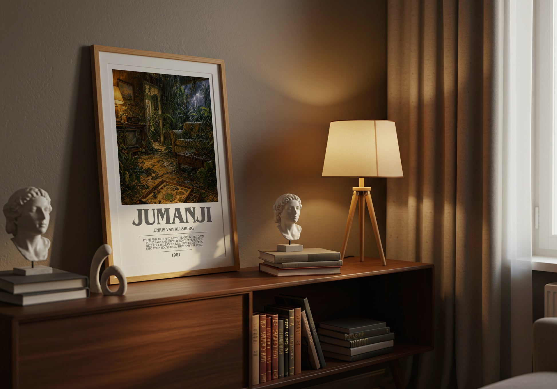 Jumanji bookish book poster framed on wall – childrens wall art