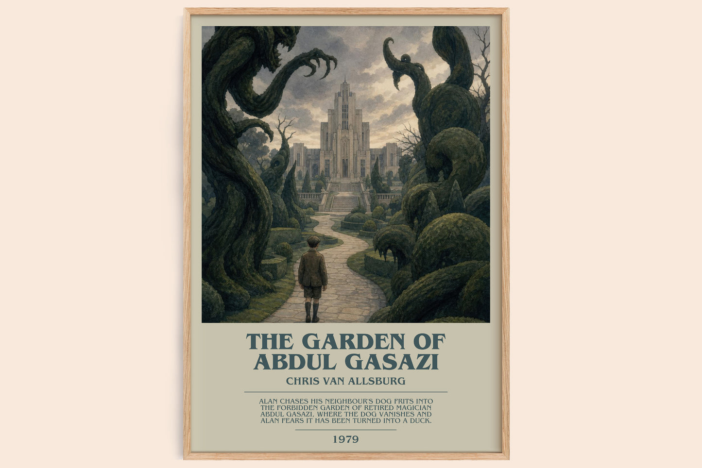 The Garden Of Abdul Gasazi bookish book poster by Chris Van Allsburg – framed literary art print
