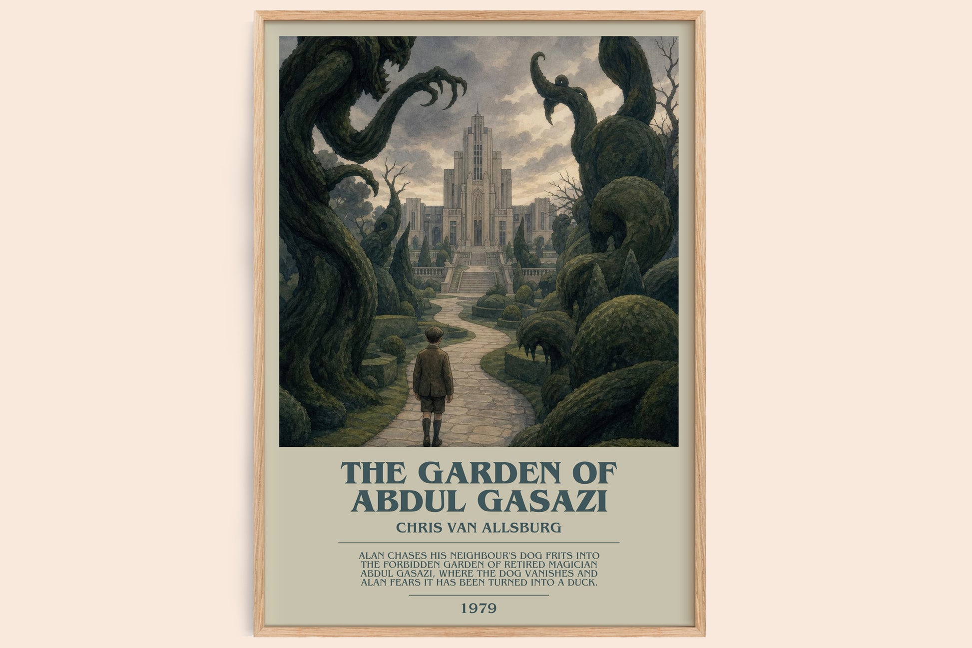 The Garden Of Abdul Gasazi bookish book poster by Chris Van Allsburg – framed literary art print