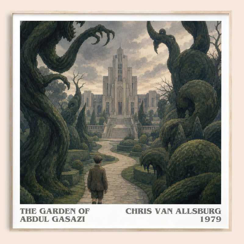 The Garden Of Abdul Gasazi literary book poster by Chris Van Allsburg – framed literary art print