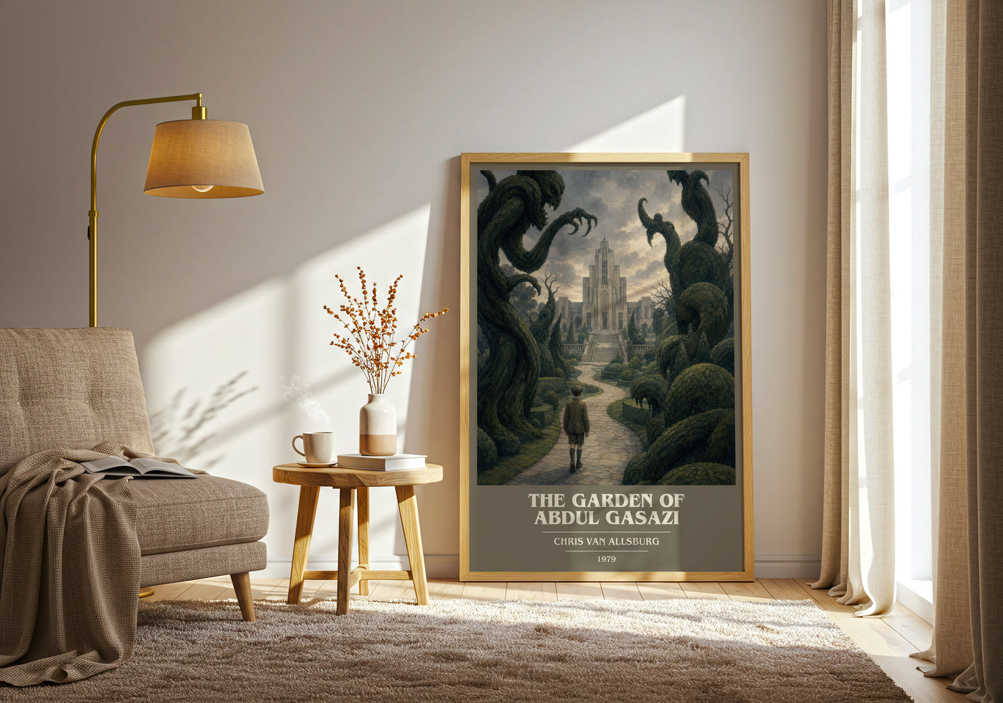The Garden Of Abdul Gasazi book cover print on bookshelf – Chris Van Allsburg fan gift