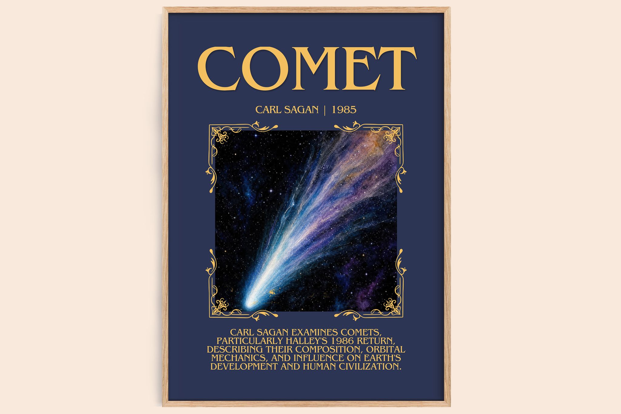 Comet Minimalist Book Poster by Carl Sagan