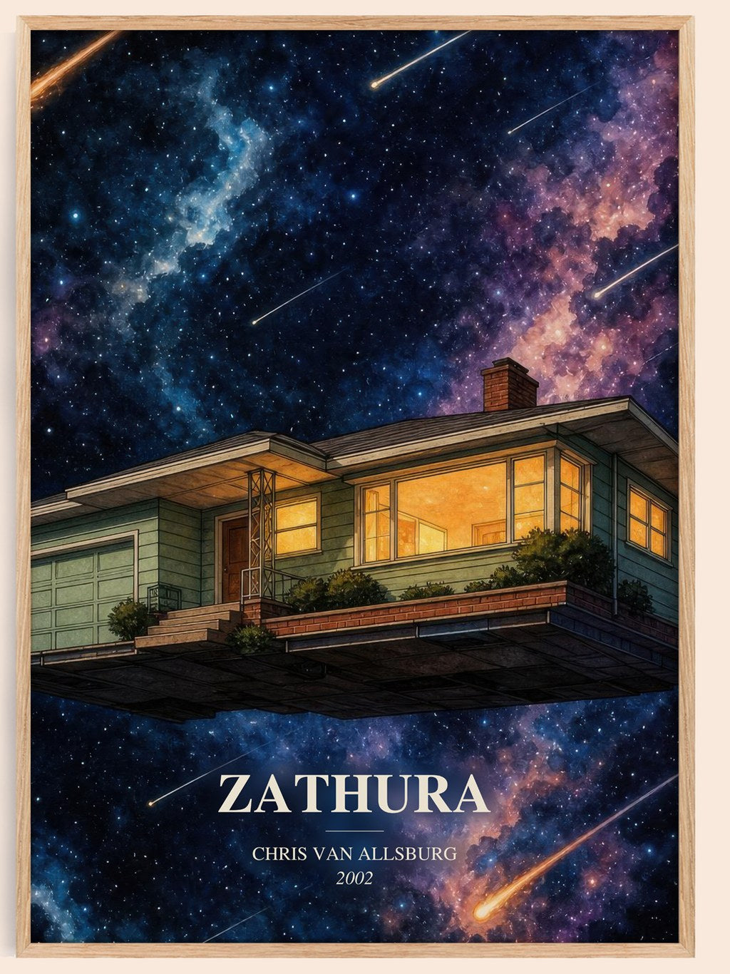 Zathura watercolour book poster by Chris Van Allsburg – framed literary art print
