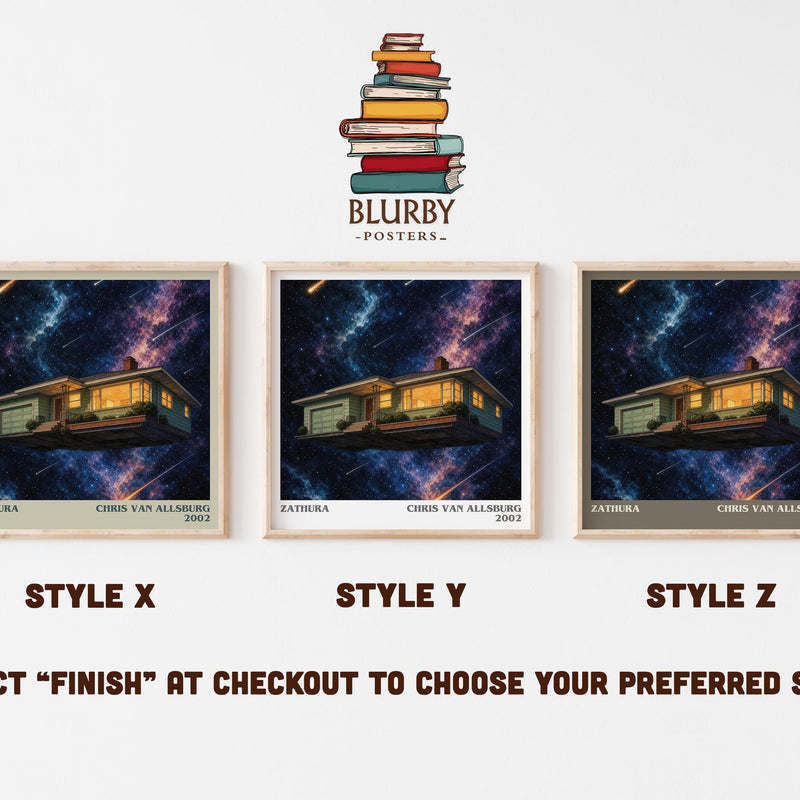 Zathura literary print in frame leaning in hallway – childrens wall art