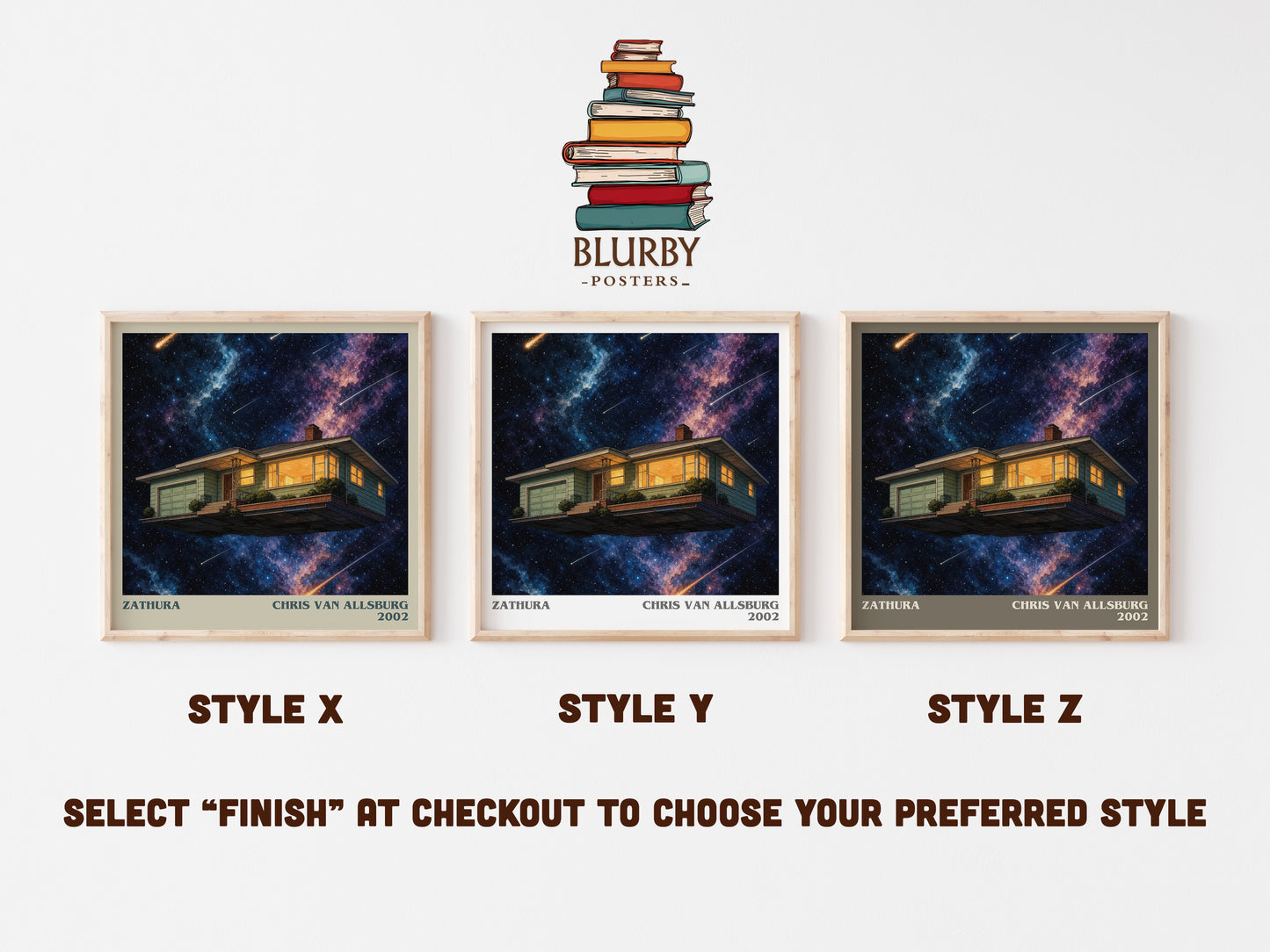 Zathura literary print in frame leaning in hallway – childrens wall art