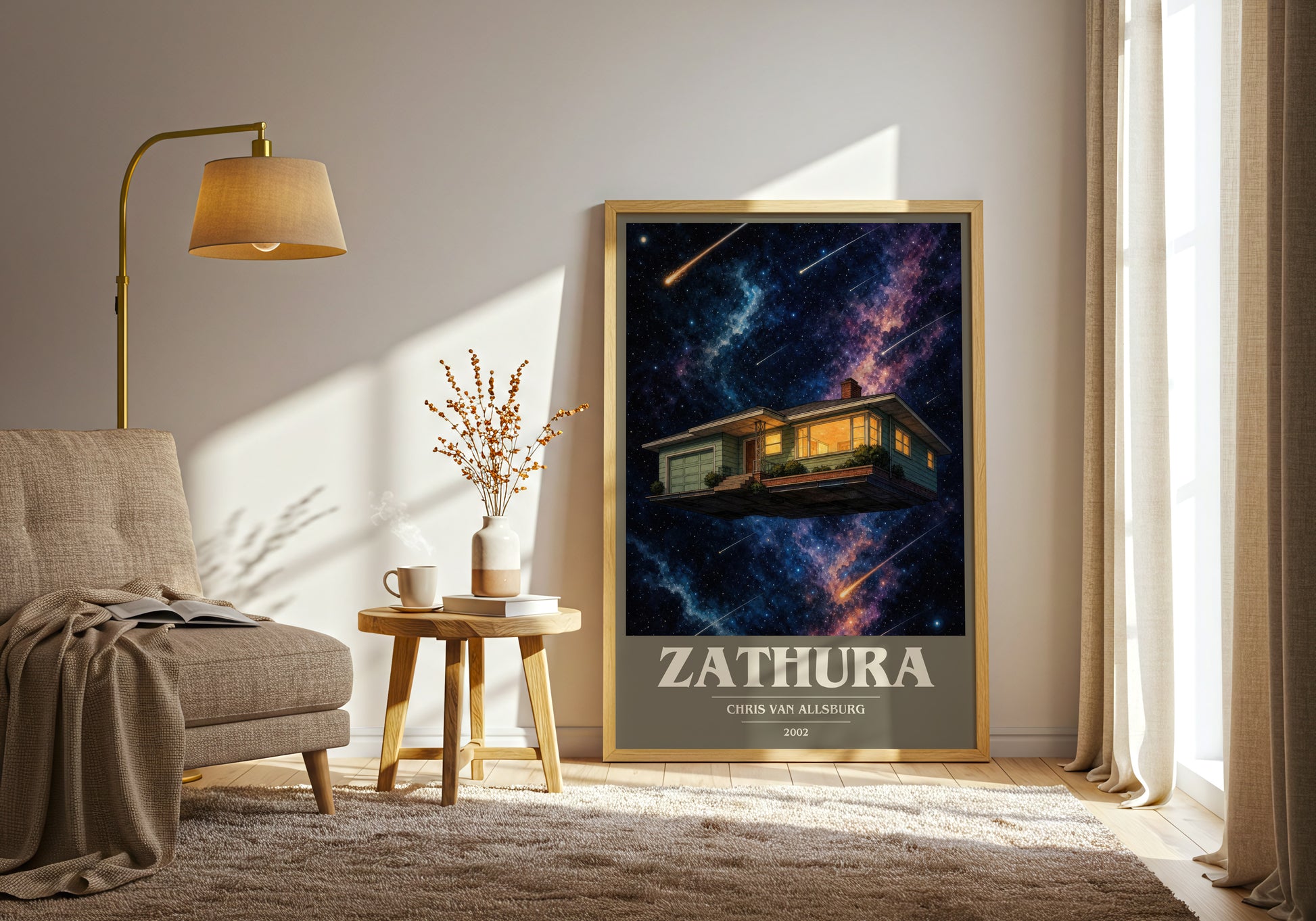 Zathura book cover print on bookshelf – Chris Van Allsburg fan gift