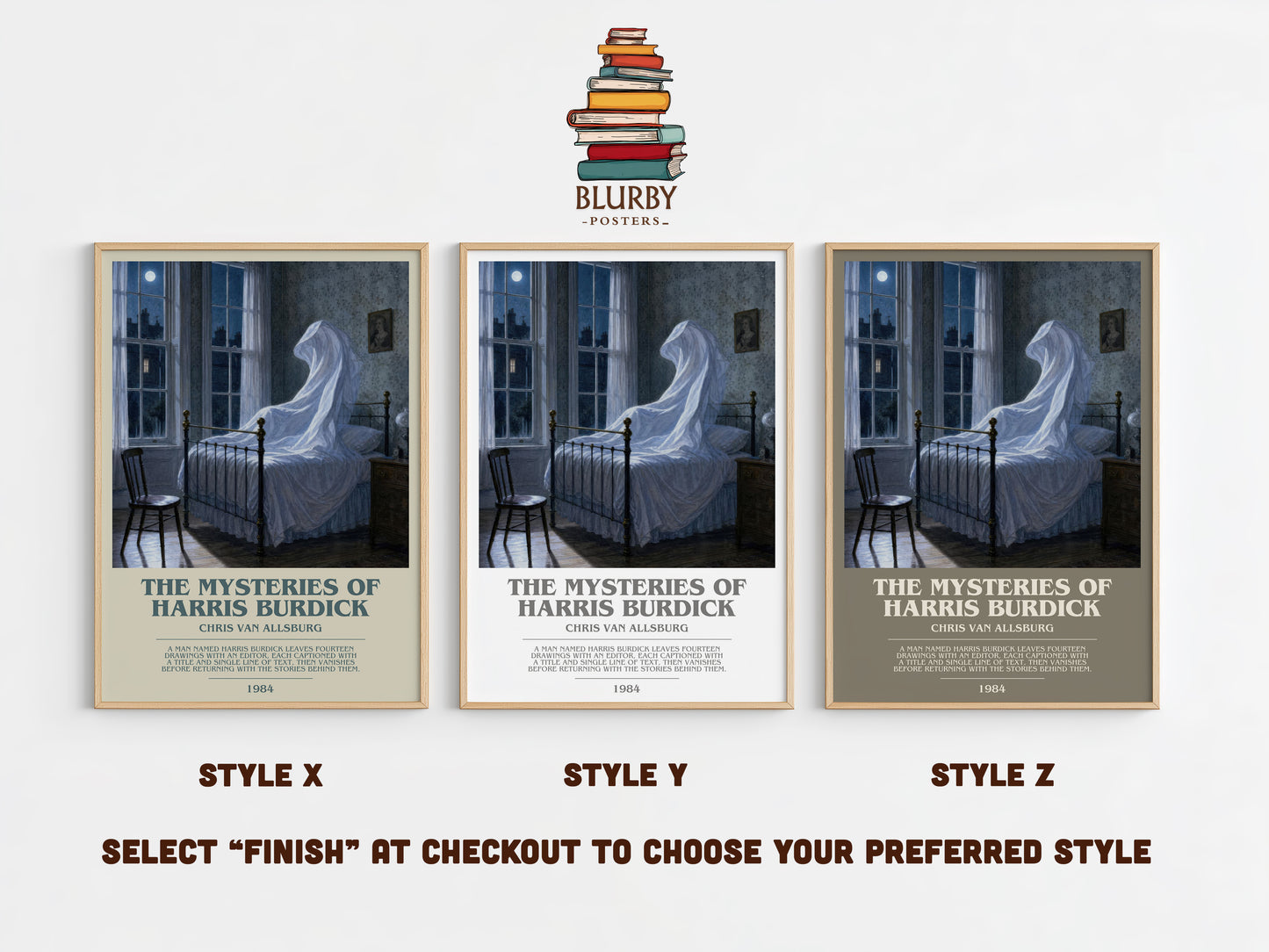 The Mysteries Of Harris Burdick bookish print in frame leaning in hallway – childrens wall art