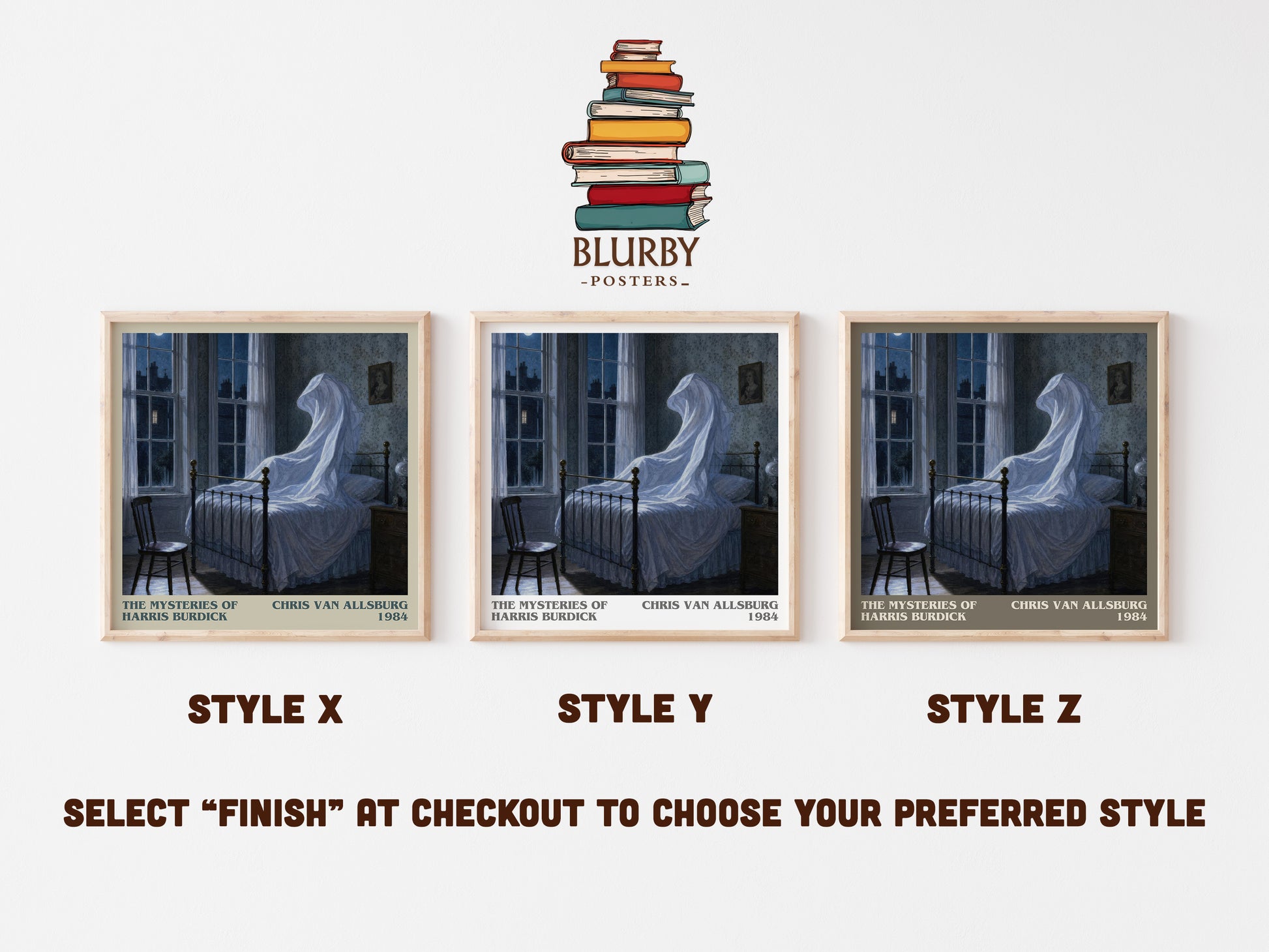 The Mysteries Of Harris Burdick literary print in frame leaning in hallway – childrens wall art