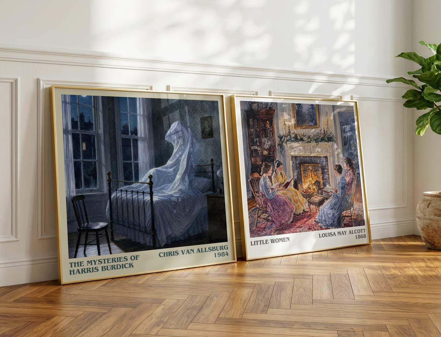 The Mysteries Of Harris Burdick literary print on bookshelf – Chris Van Allsburg fan gift
