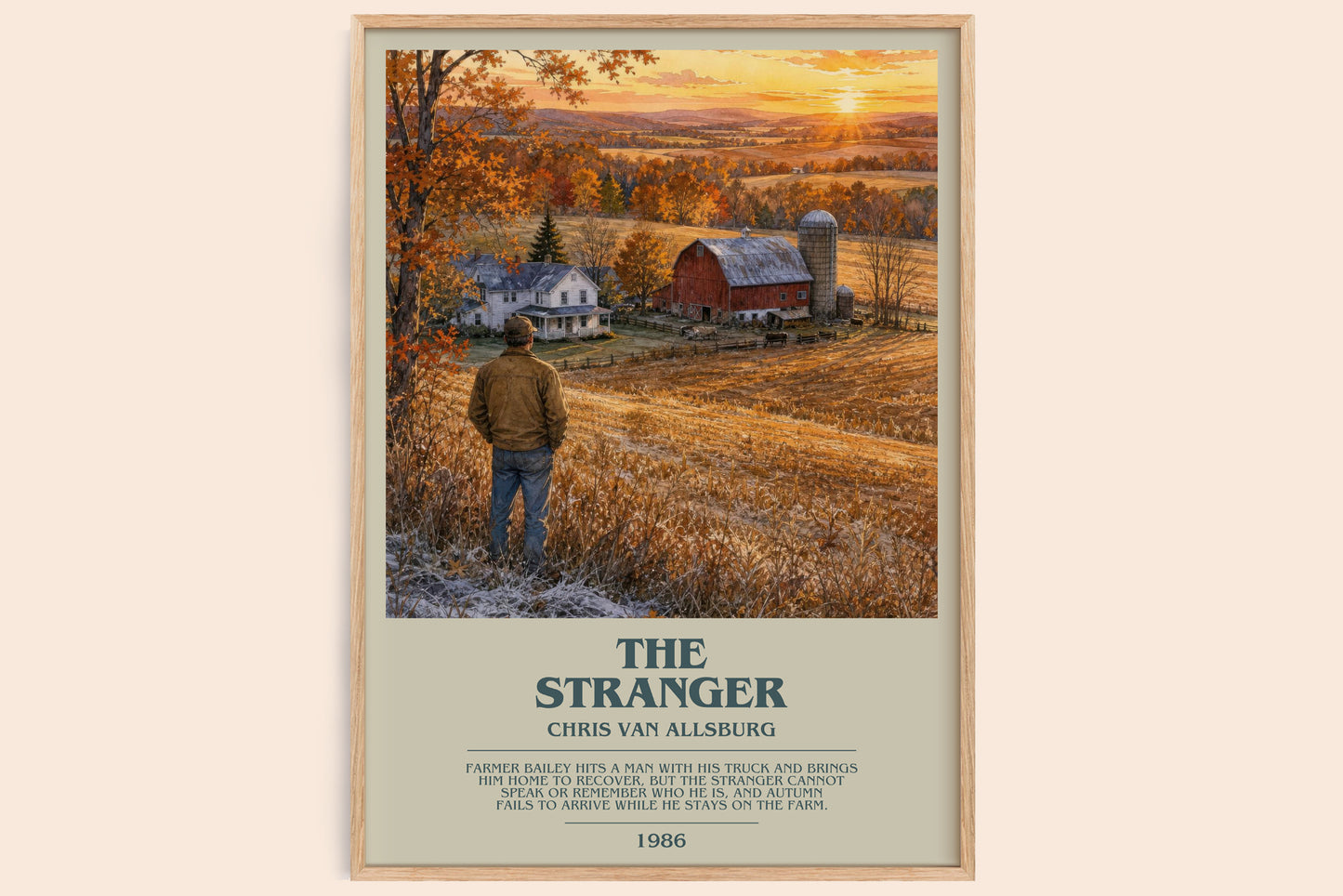 The Stranger bookish book poster by Chris Van Allsburg – framed literary art print