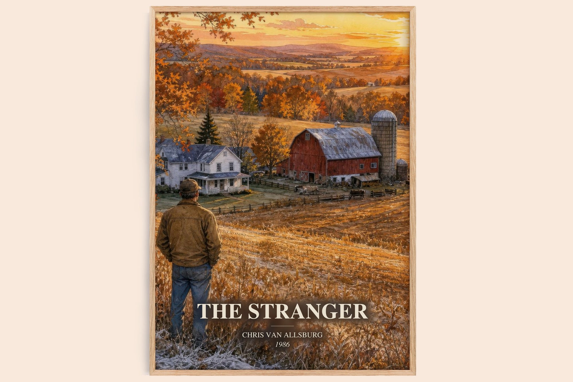 The Stranger watercolour book poster by Chris Van Allsburg – framed literary art print