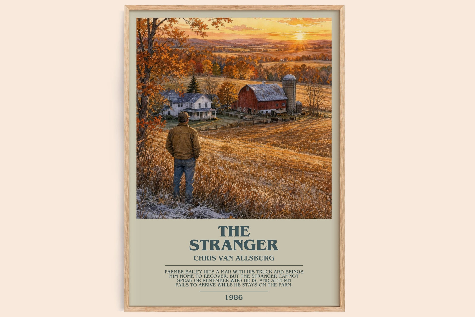 The Stranger bookish book poster by Chris Van Allsburg – framed literary art print