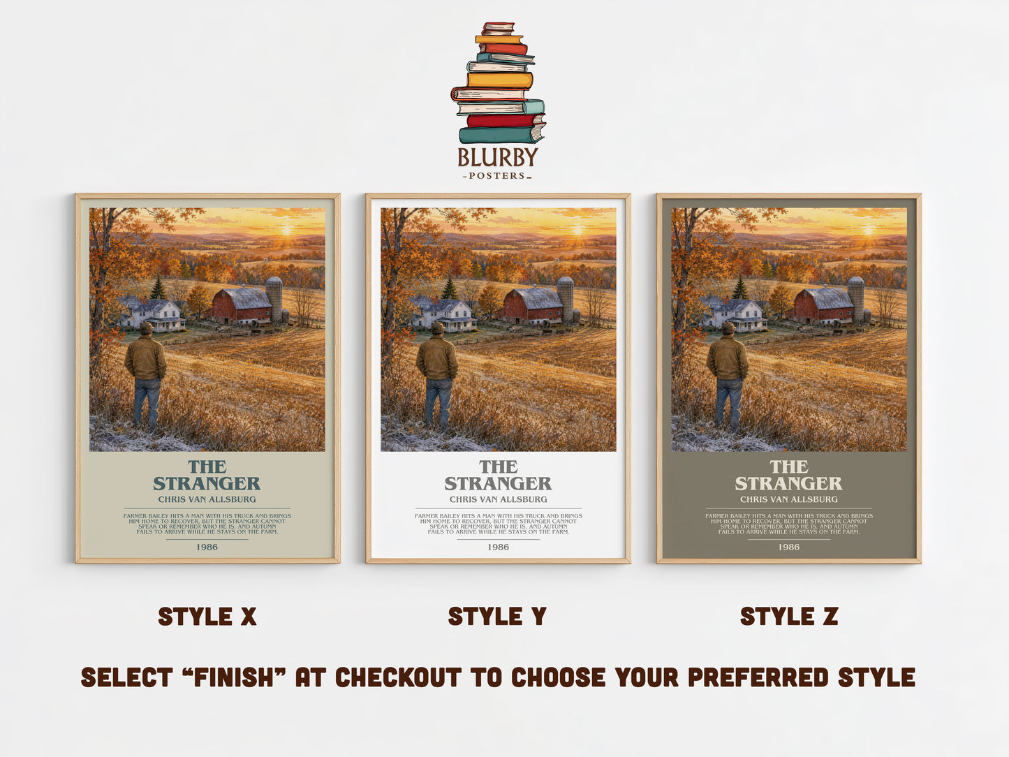 The Stranger bookish print in frame leaning in hallway – childrens wall art