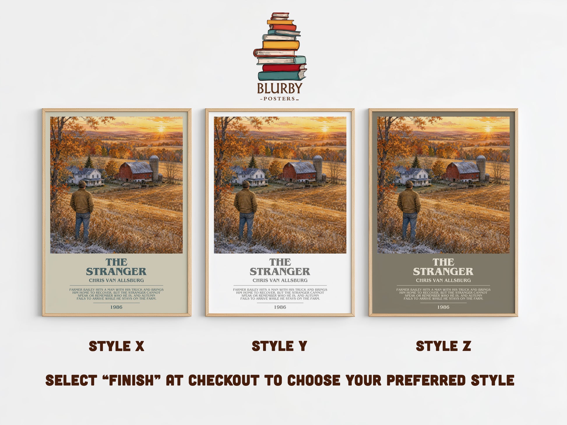 The Stranger bookish print in frame leaning in hallway – childrens wall art
