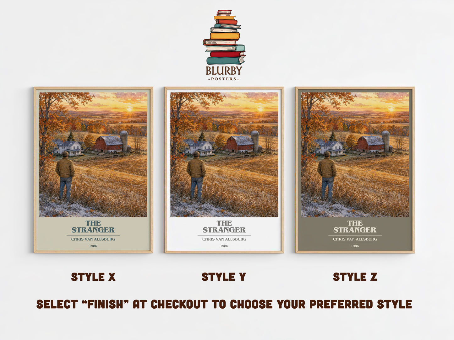 The Stranger book cover print in frame leaning in hallway – childrens wall art