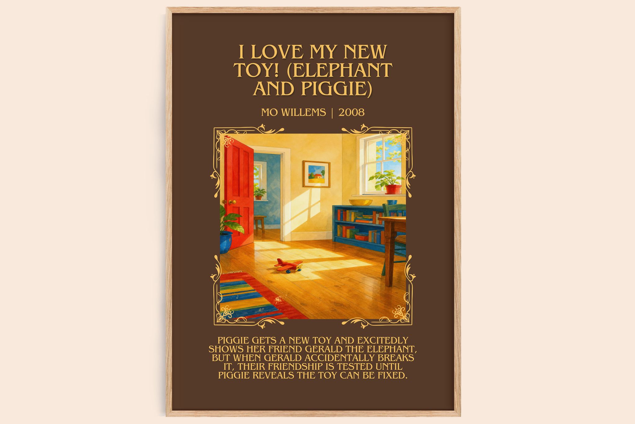 I Love My New Toy! (Elephant and Piggie) Minimalist Book Poster by Mo Willems