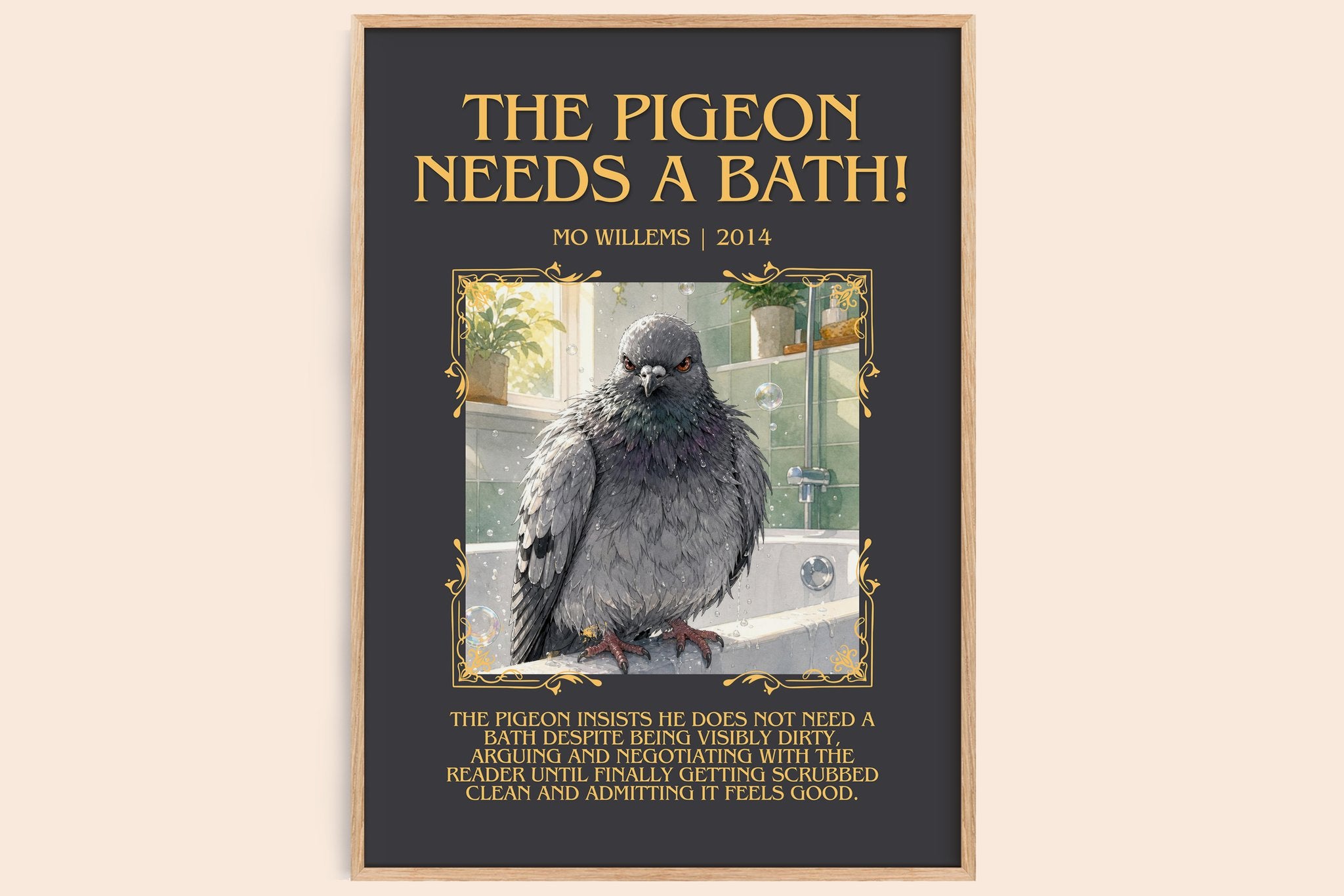The Pigeon Needs a Bath! Minimalist Book Poster by Mo Willems