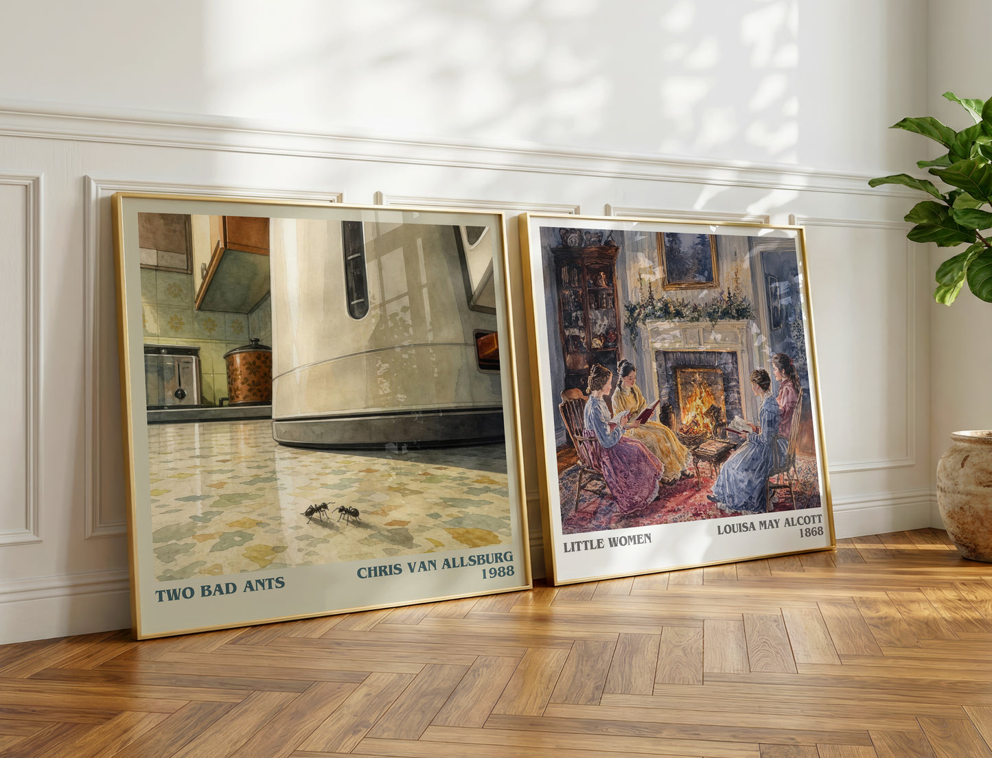 Two Bad Ants literary print on bookshelf – Chris Van Allsburg fan gift
