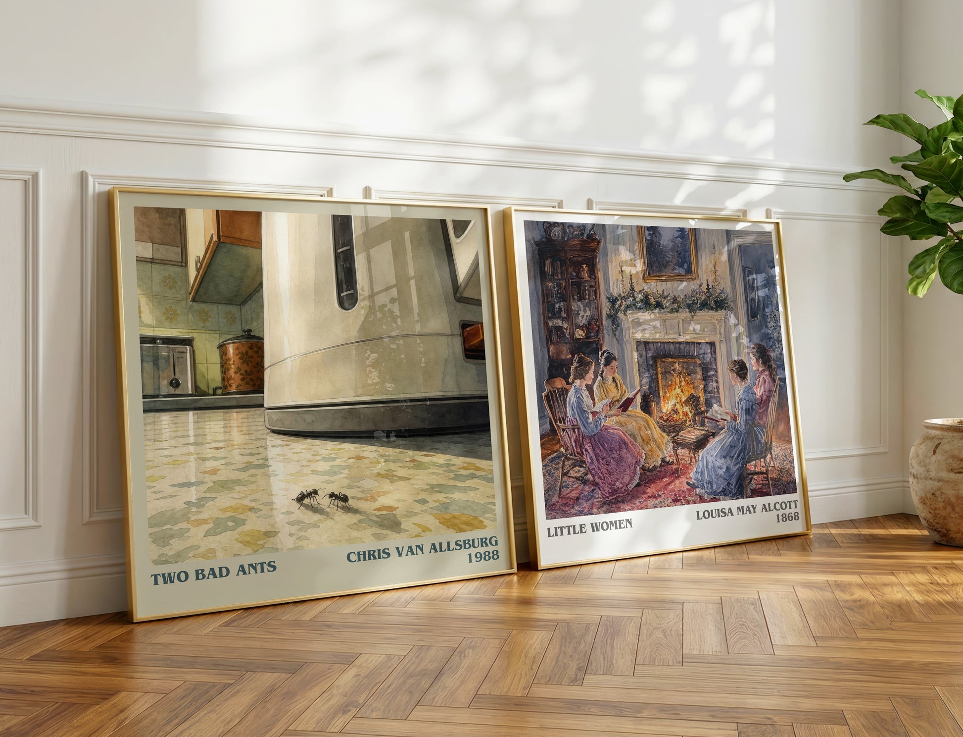 Two Bad Ants literary print on bookshelf – Chris Van Allsburg fan gift