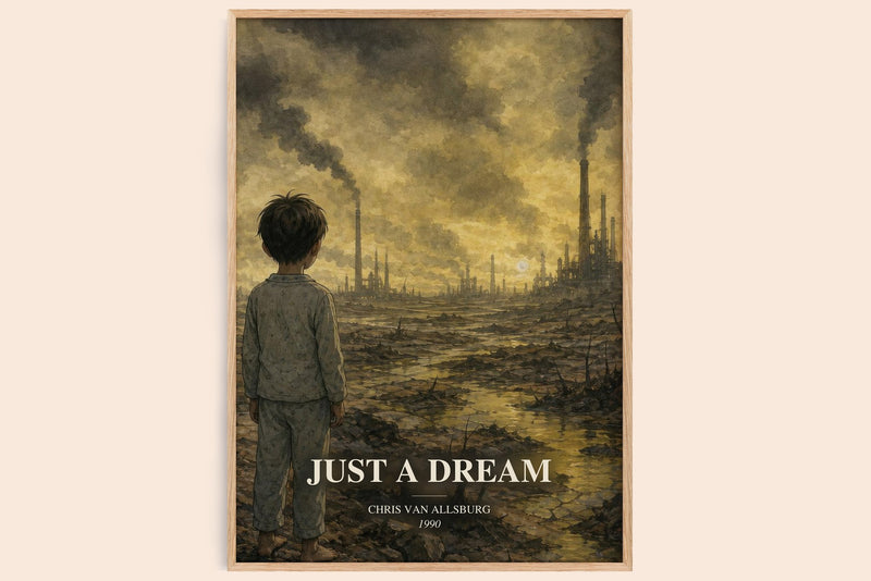 Just A Dream watercolour book poster by Chris Van Allsburg – framed literary art print