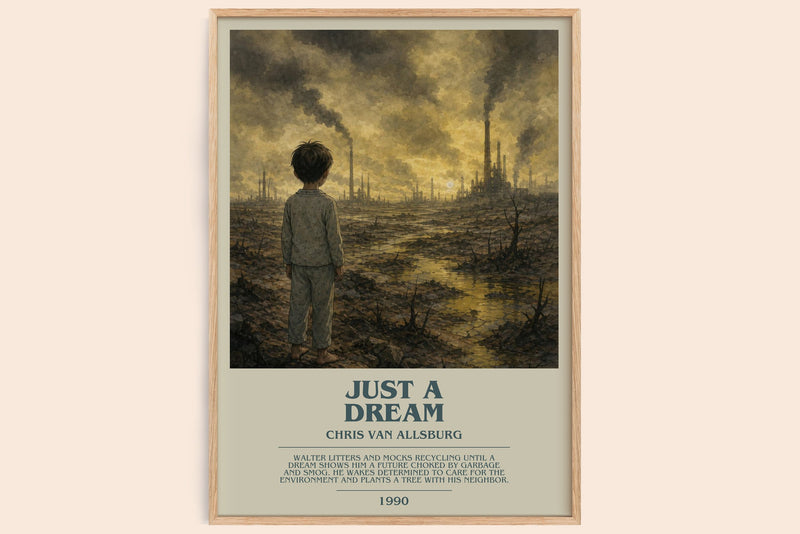 Just A Dream bookish book poster by Chris Van Allsburg – framed literary art print
