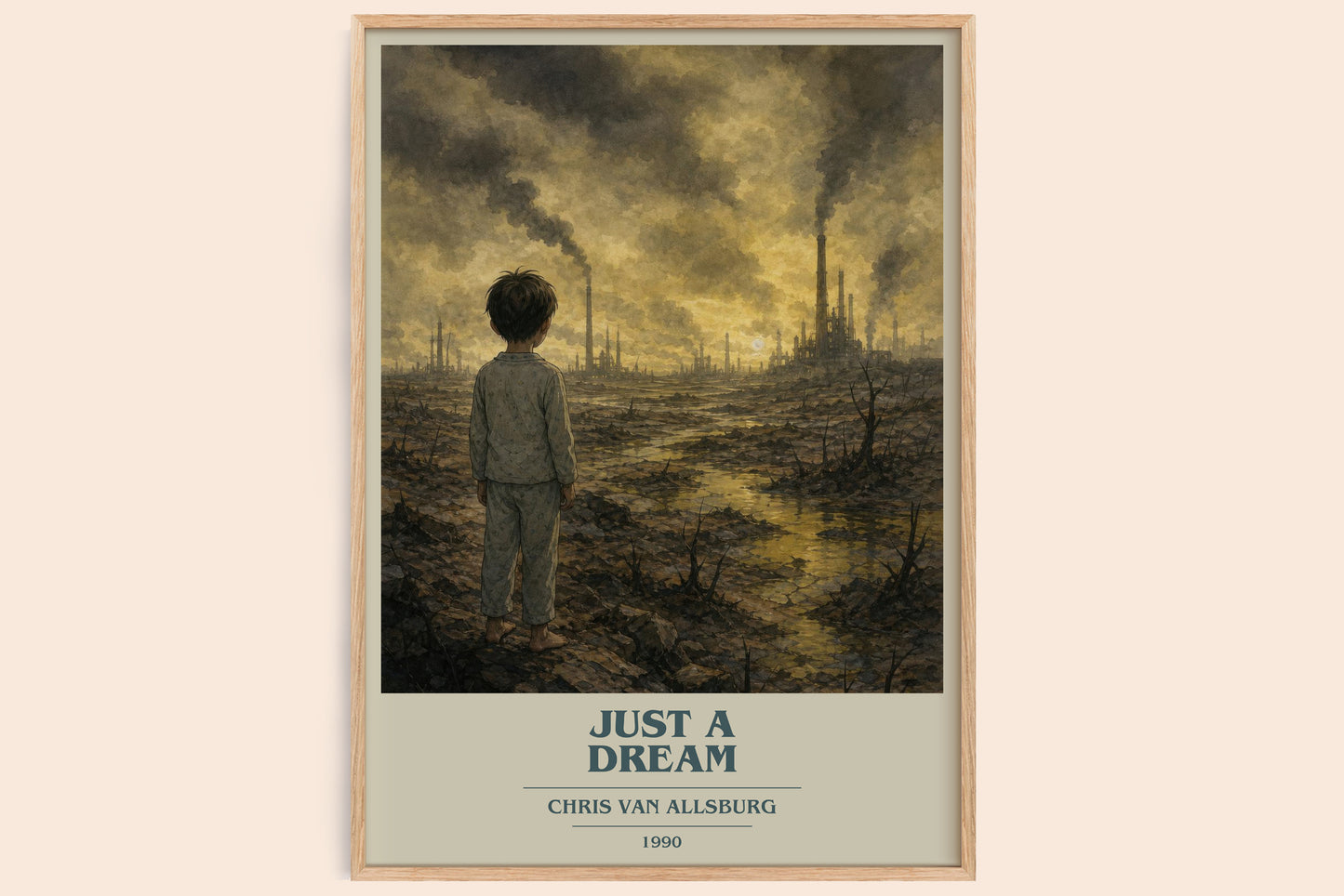 Just A Dream book cover book poster by Chris Van Allsburg – framed literary art print