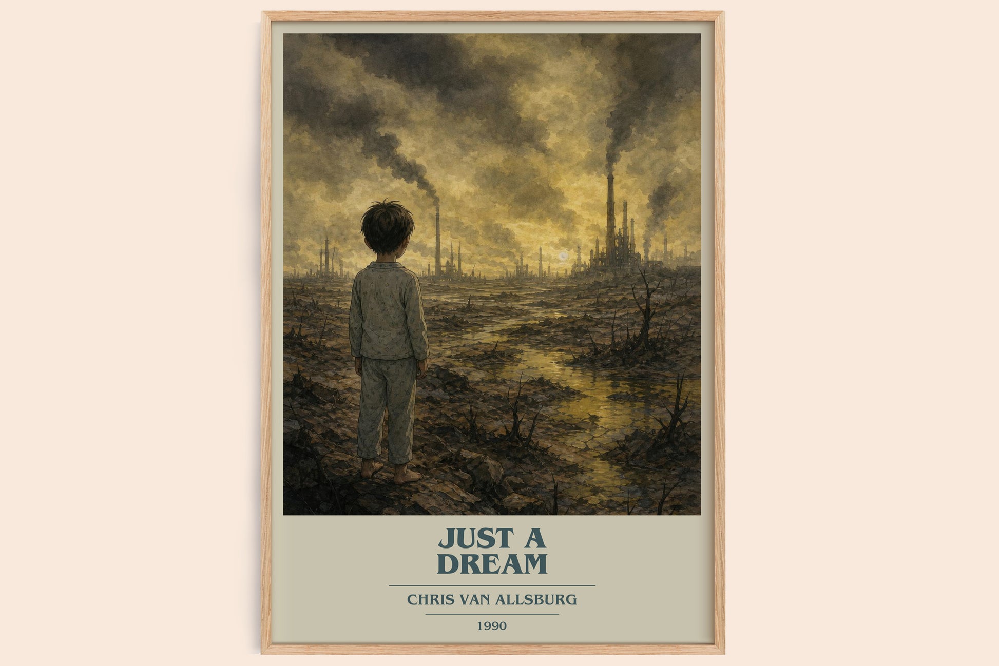 Just A Dream book cover book poster by Chris Van Allsburg – framed literary art print