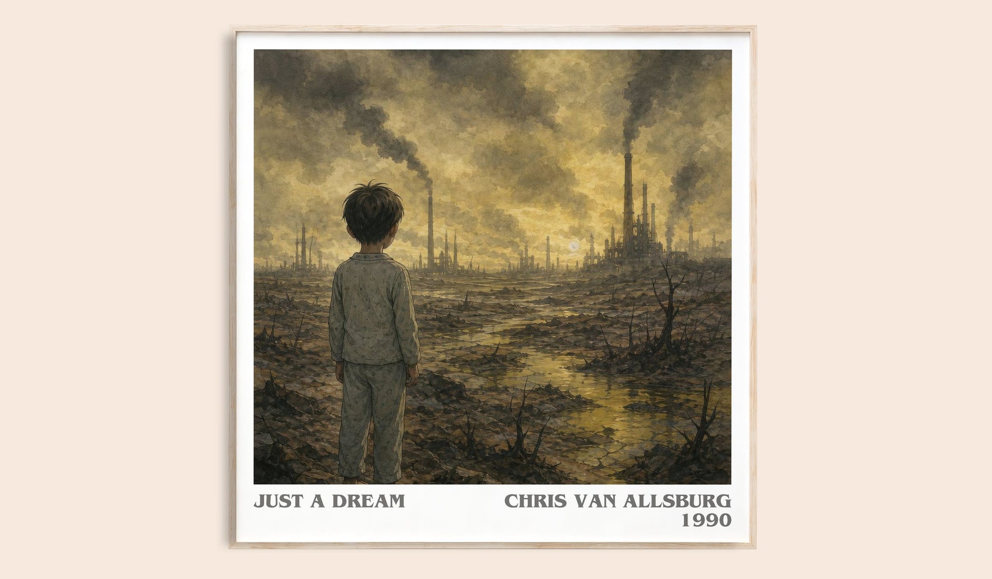 Just A Dream literary book poster by Chris Van Allsburg – framed literary art print