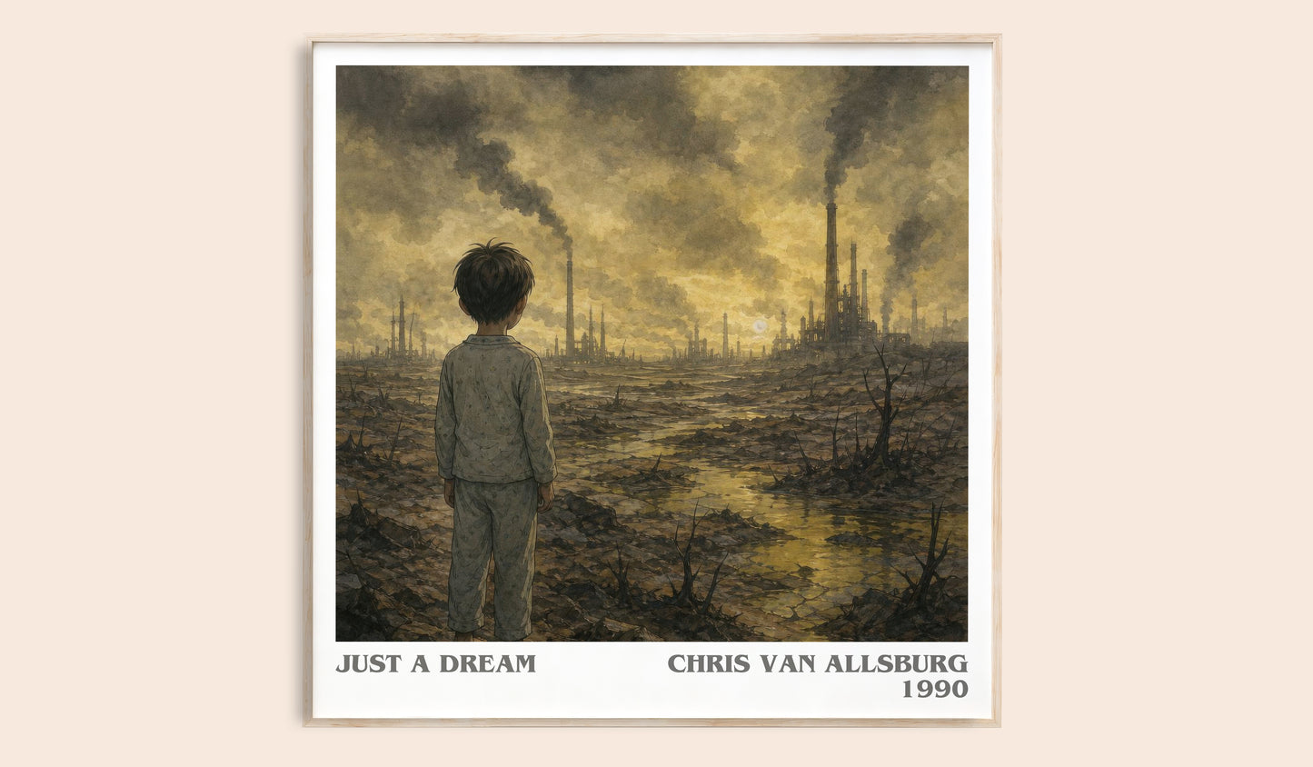 Just A Dream literary book poster by Chris Van Allsburg – framed literary art print