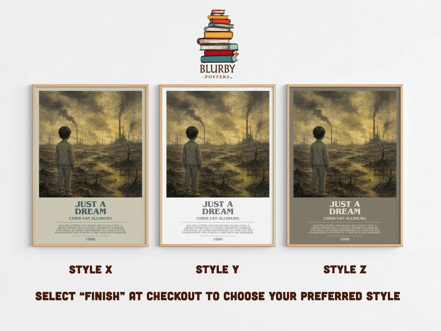 Just A Dream bookish print in frame leaning in hallway – childrens wall art