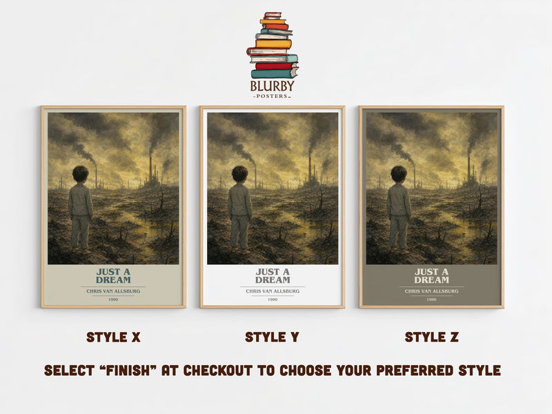 Just A Dream book cover print in frame leaning in hallway – childrens wall art