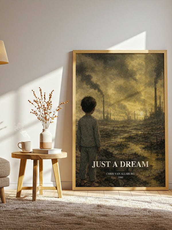 Just A Dream watercolour print in frame leaning in hallway – childrens wall art