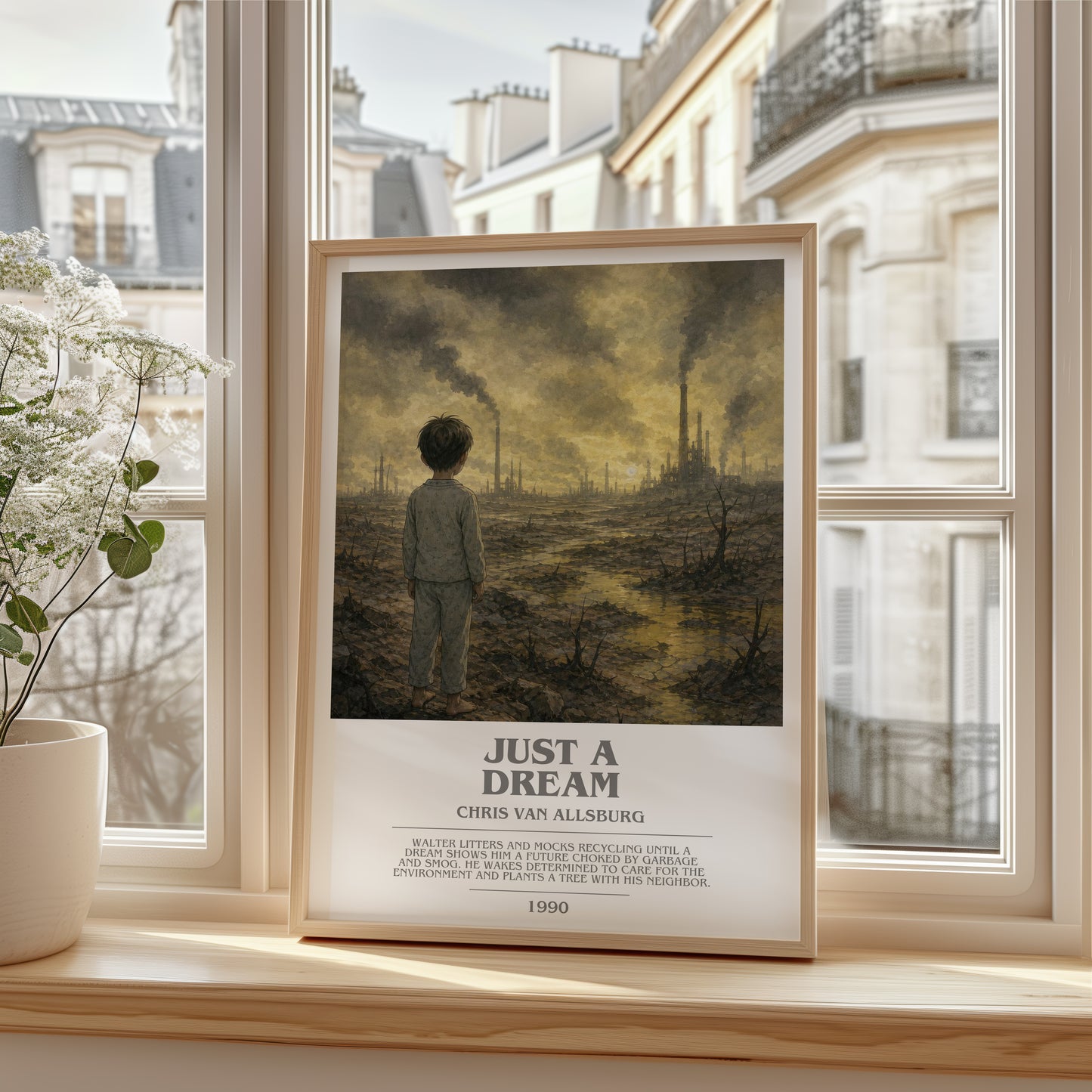 Just A Dream bookish poster colour and style options – Chris Van Allsburg book art