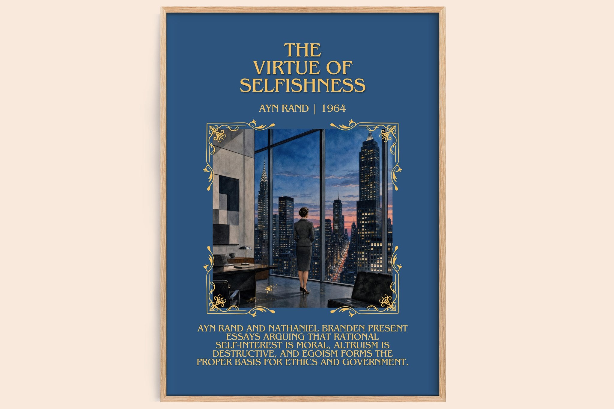The Virtue of Selfishness Minimalist Book Poster by Ayn Rand