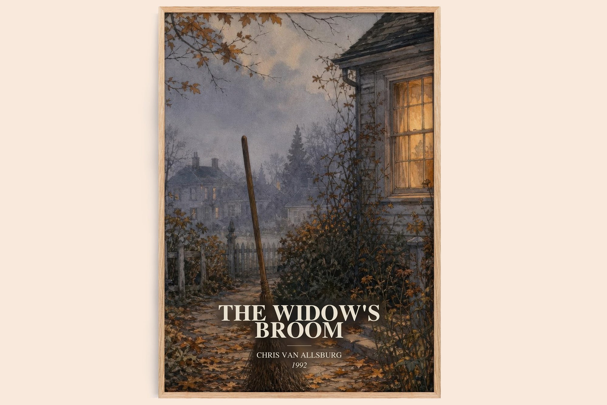 The Widow'S Broom watercolour book poster by Chris Van Allsburg – framed literary art print