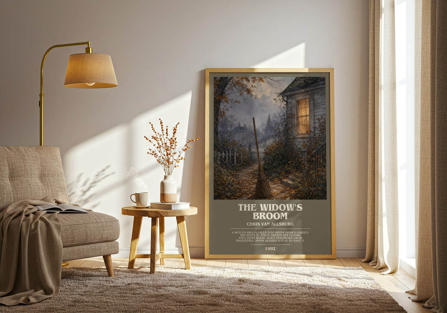 The Widow'S Broom bookish print on bookshelf – Chris Van Allsburg fan gift